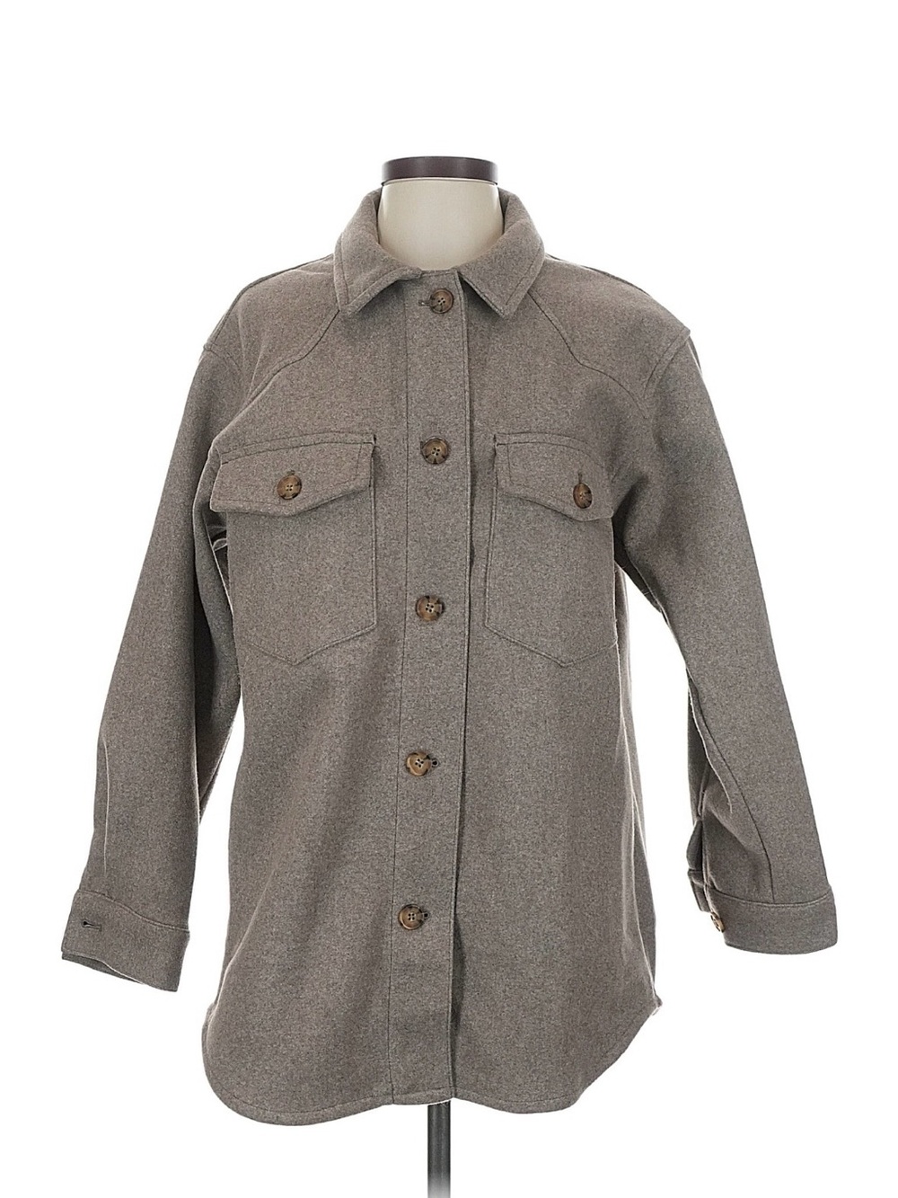 Wool Blend Shacket in Taupe